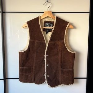 Vintage Men’s Suede & Sherpa Vest - Size Medium